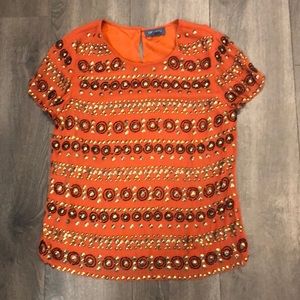Gryphon New York Orange Beaded Top, size M